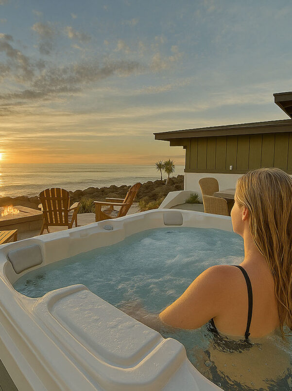 Woman in Jacuzzi for Real Estate Photography