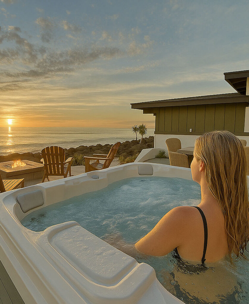 Woman in Jacuzzi for Real Estate Photography